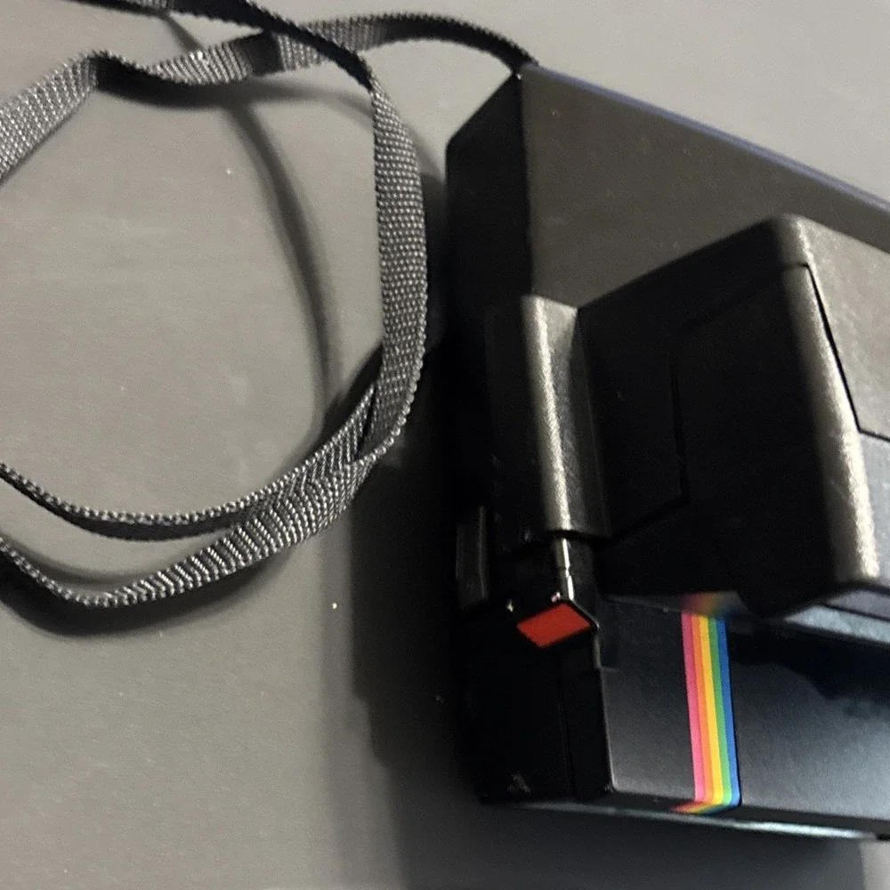 Polaroid OneStep 600 Instant Film Camera Rainbow Stripe Vintage Black Untested